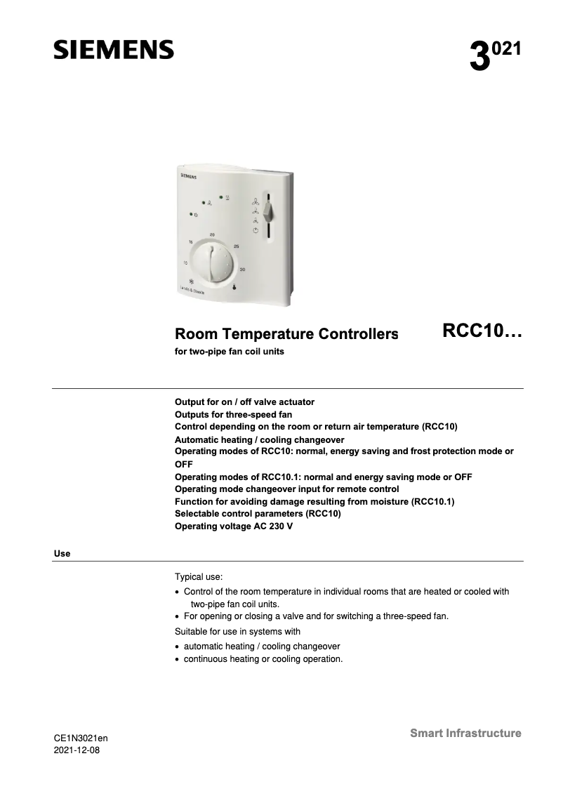 Imagen de la primera página del manual del dispositivo RCC10