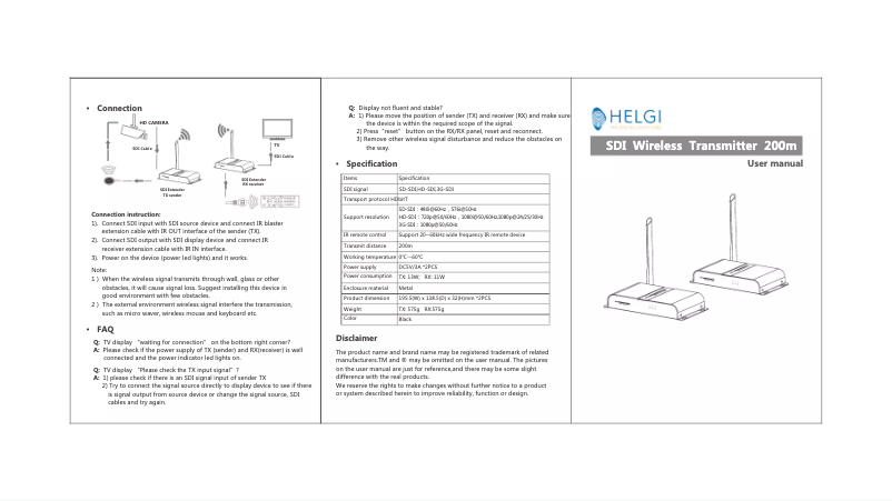 Imagen de la primera página del manual del dispositivo HLG0388SDI