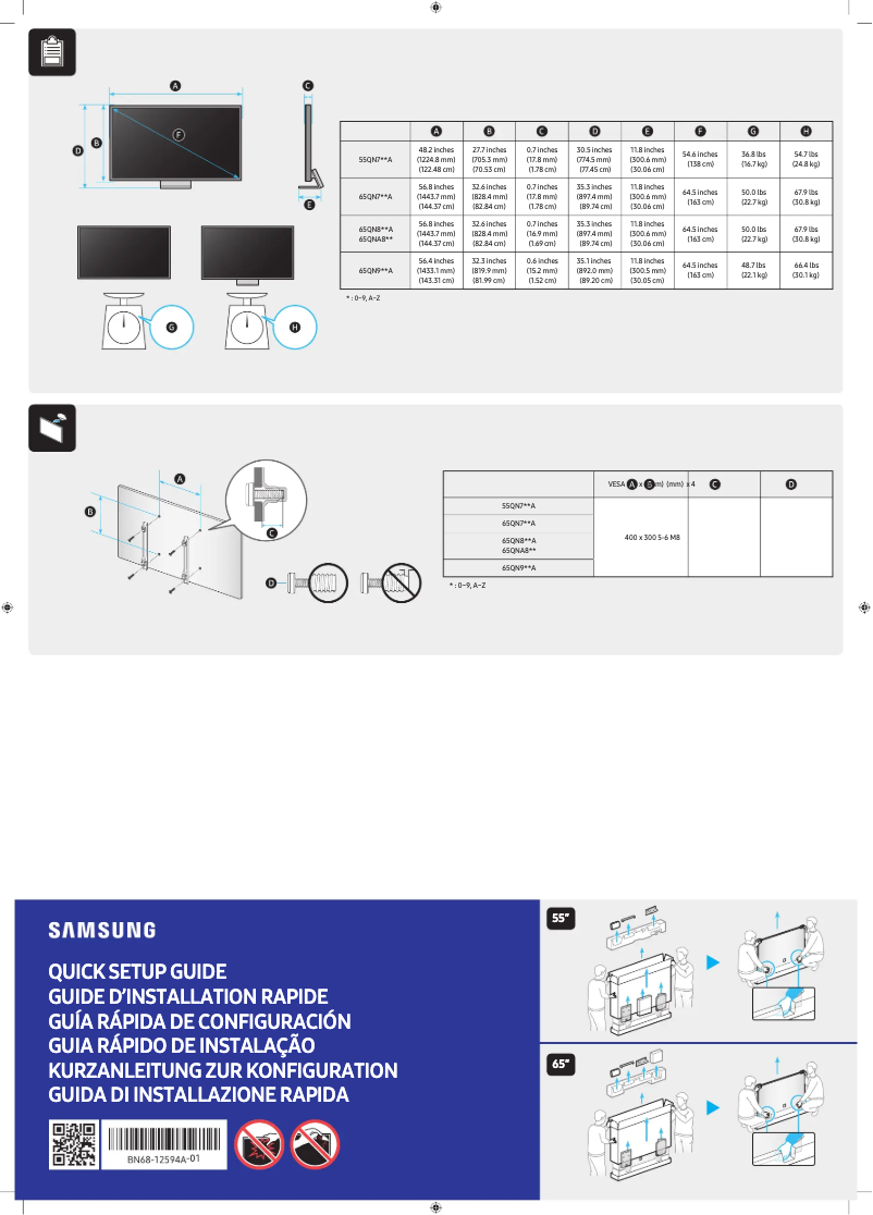 Imagen de la primera página del manual del dispositivo QA55QN700AK