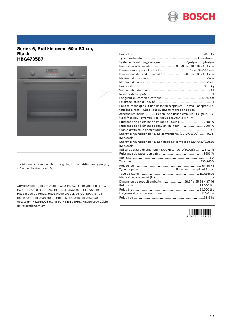 Imagen de la primera página del manual del dispositivo HBG4795B7