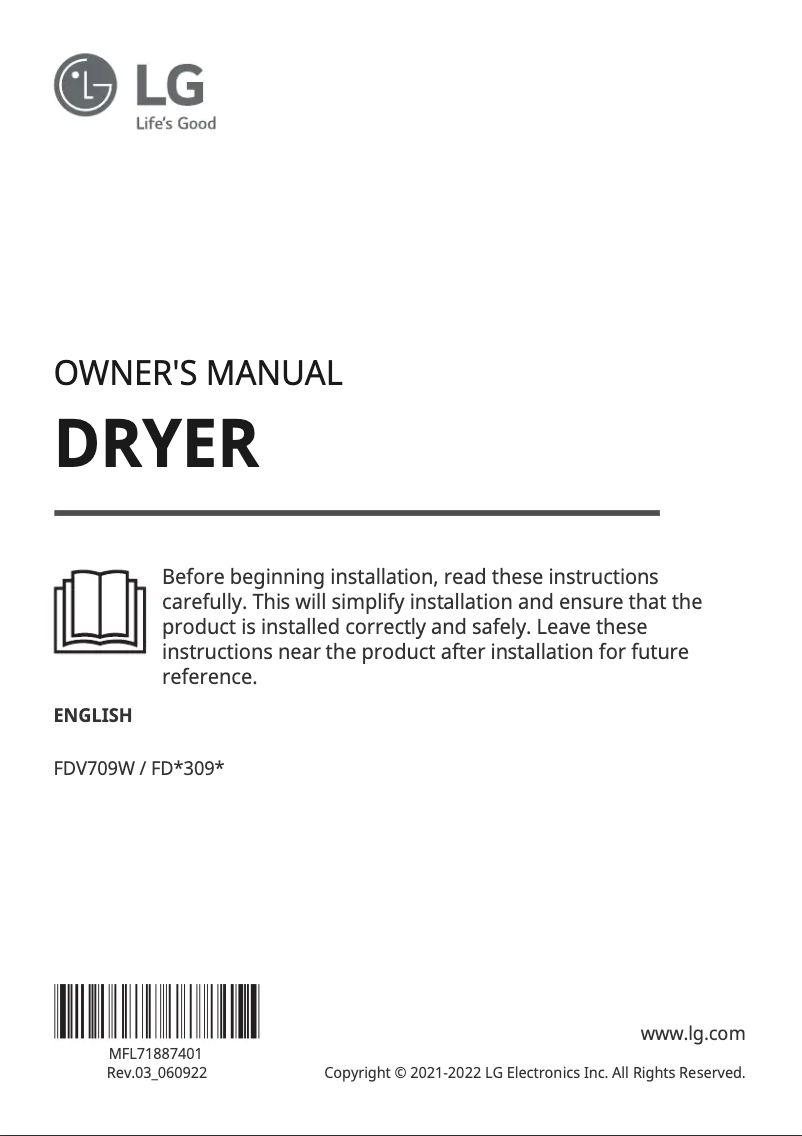 Imagen de la primera página del manual del dispositivo FDV709W