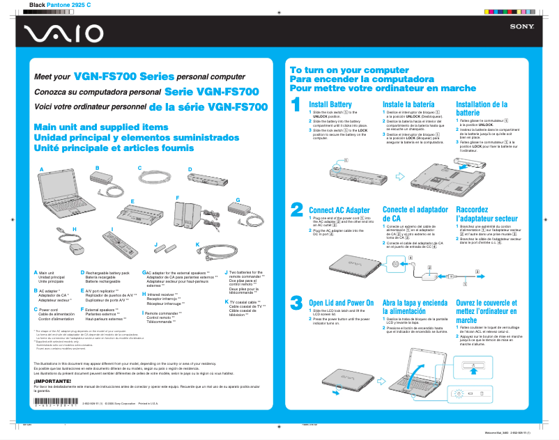 Página nº 1 - Guía de instalación Sony Vaio VGN-FS790P