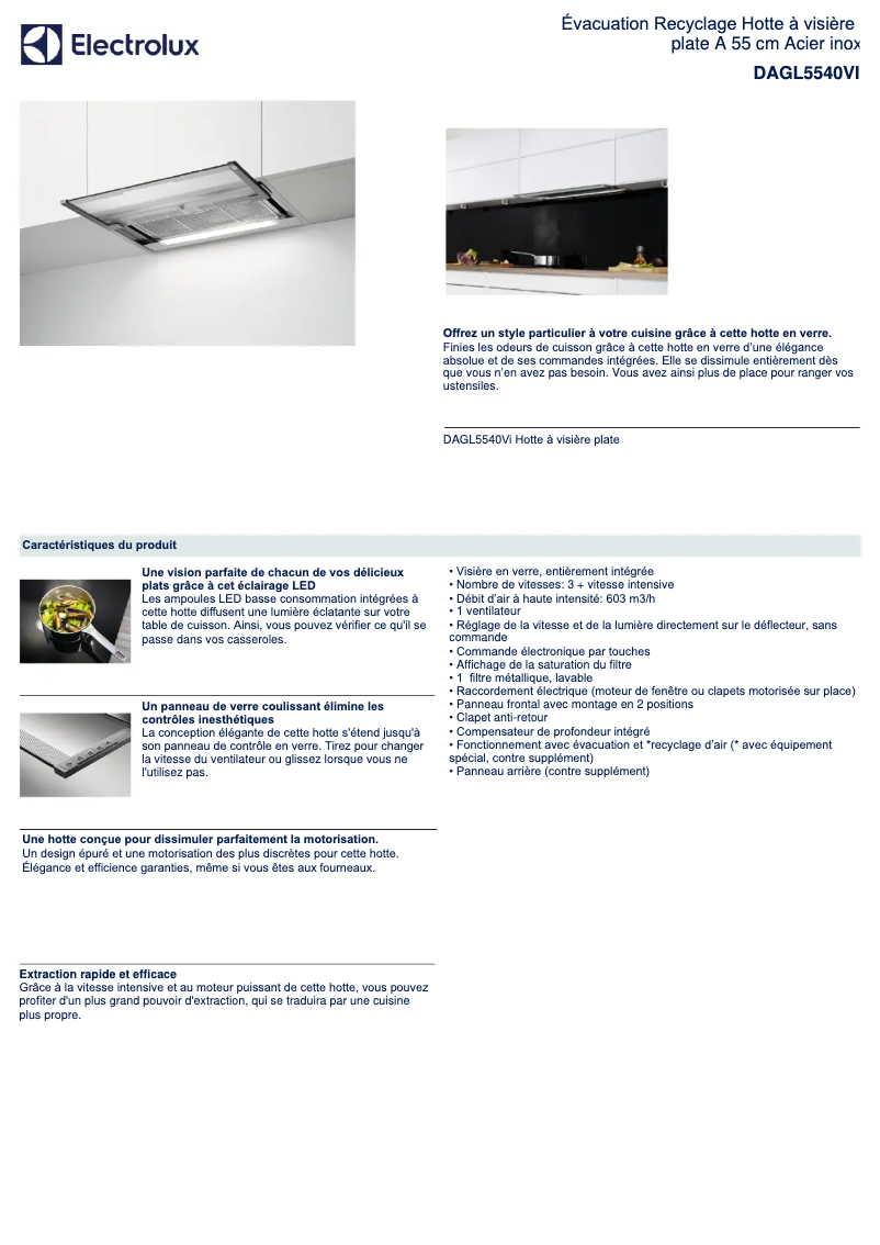 Página 1 del manual Ficha técnica Electrolux DAGL5540VI