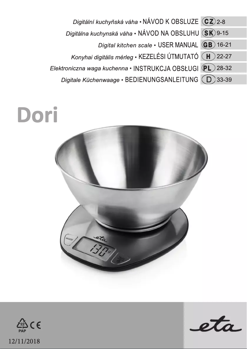 Página 1 del manual Manual de usuario Eta Dori 6778