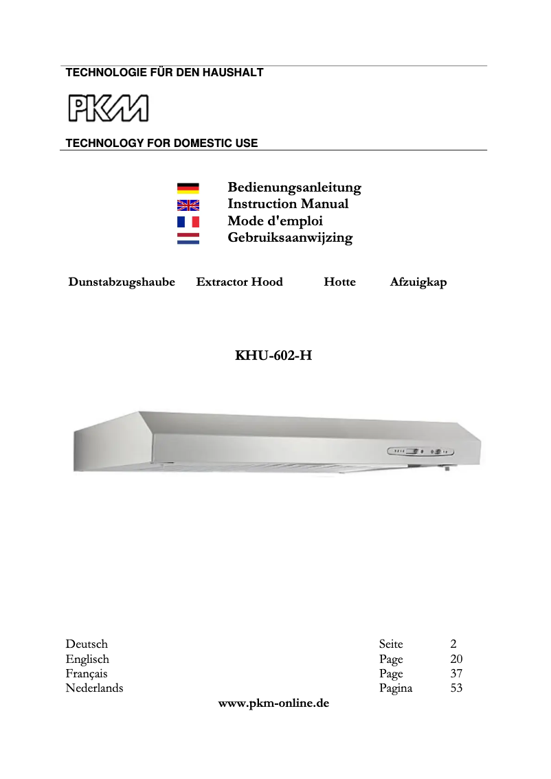 Página 1 del manual Manual de usuario PKM KHU-602-H