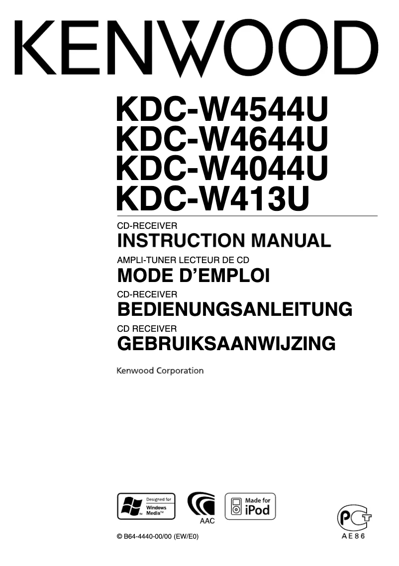 Página nº 1 - Manual de usuario Kenwood KDC-W4044UG