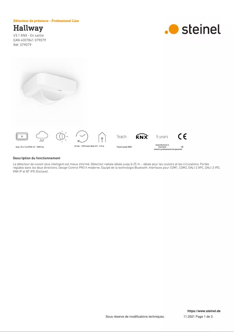 Imagen de la primera página del manual del dispositivo Hallway KNX