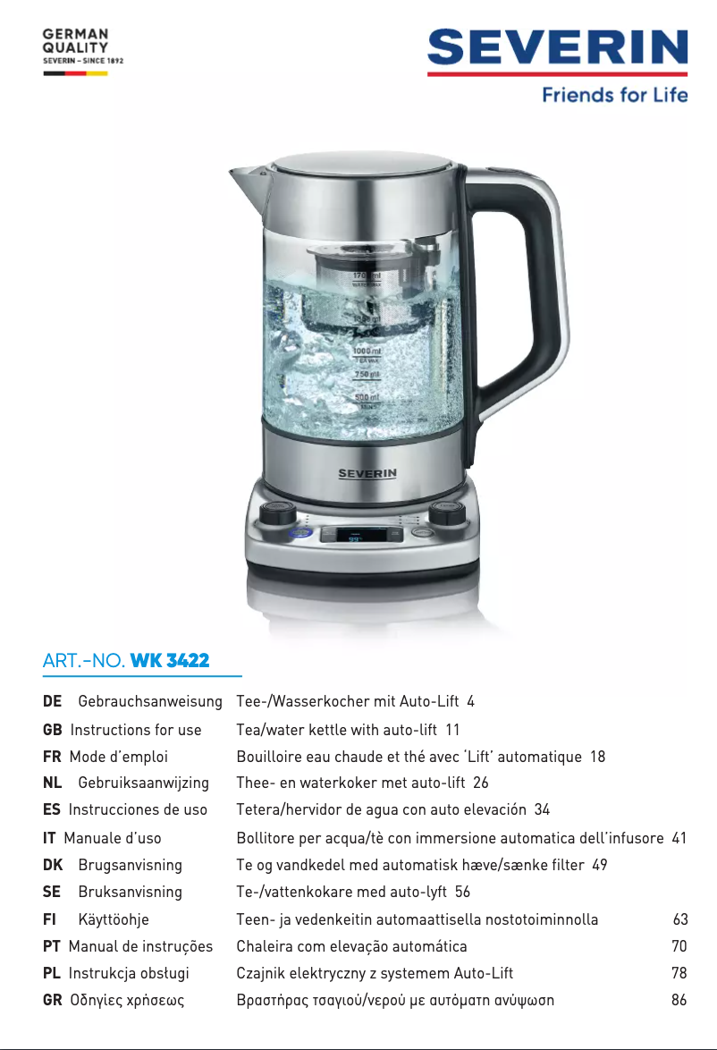 Página 1 del manual Manual de usuario Severin WK 3422