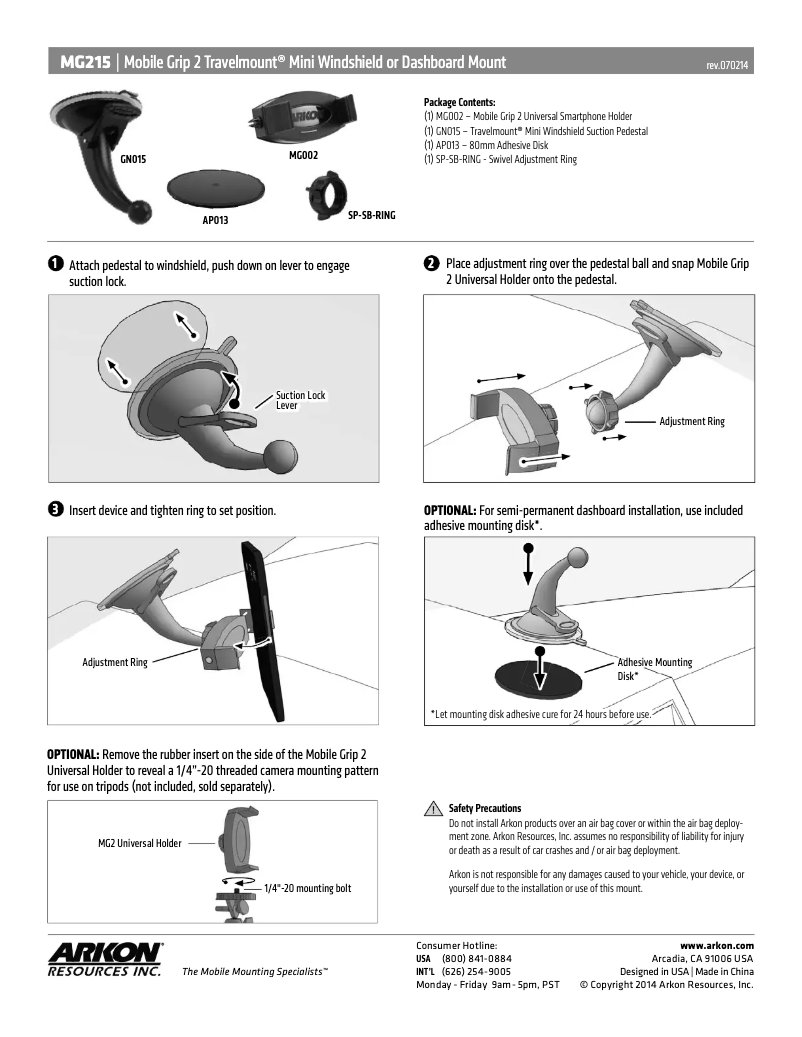 Imagen de la primera página del manual del dispositivo MG215