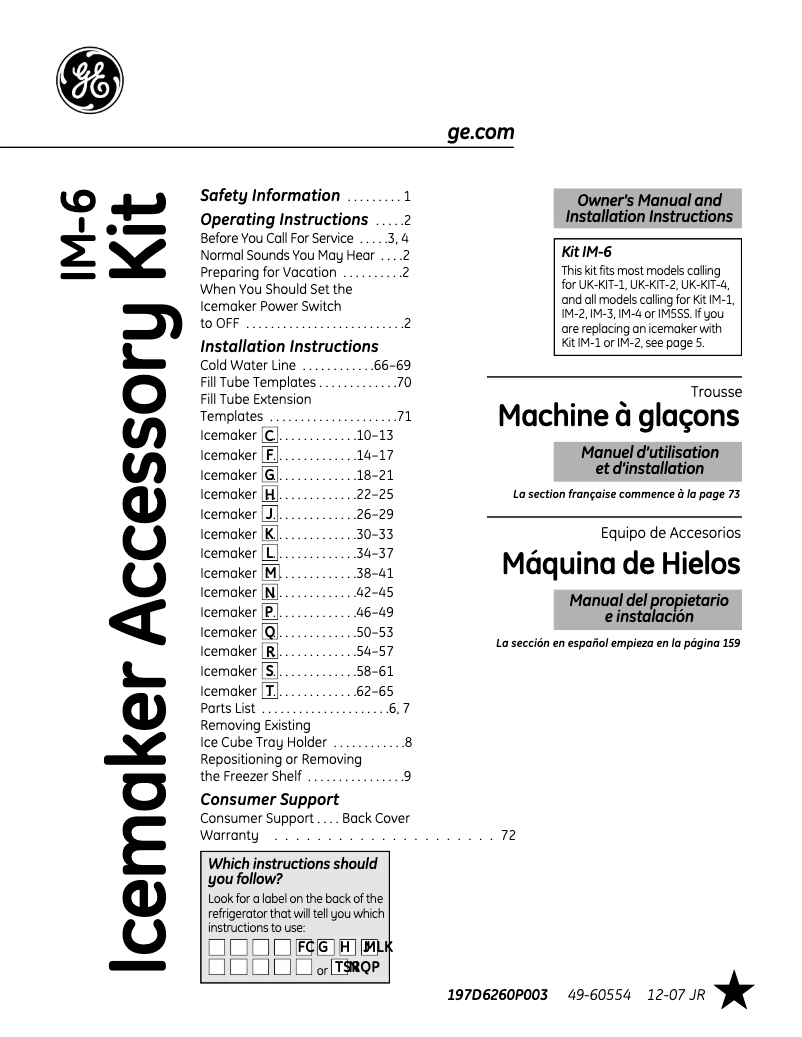 Página 1 del manual Manual de usuario GE IM6