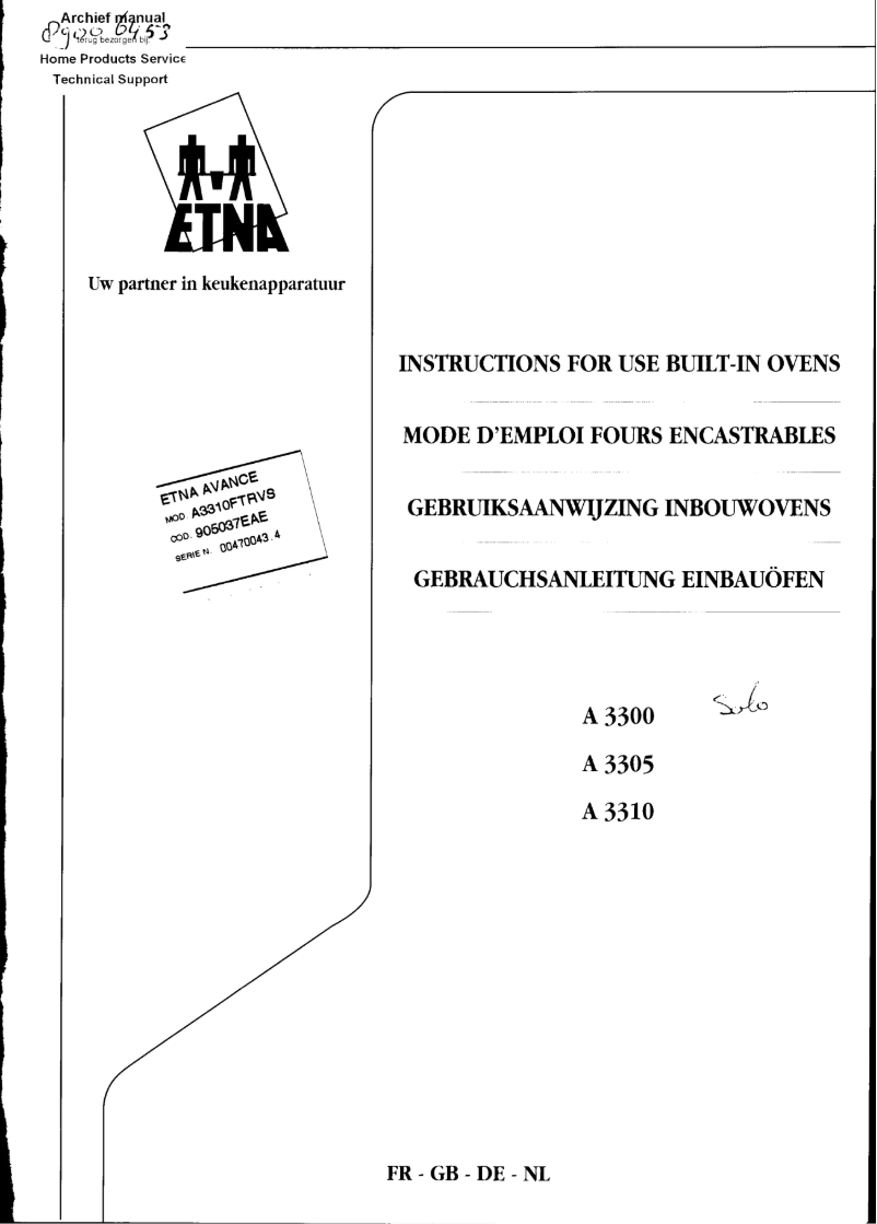 Página 1 del manual Manual de usuario Etna A3310FT