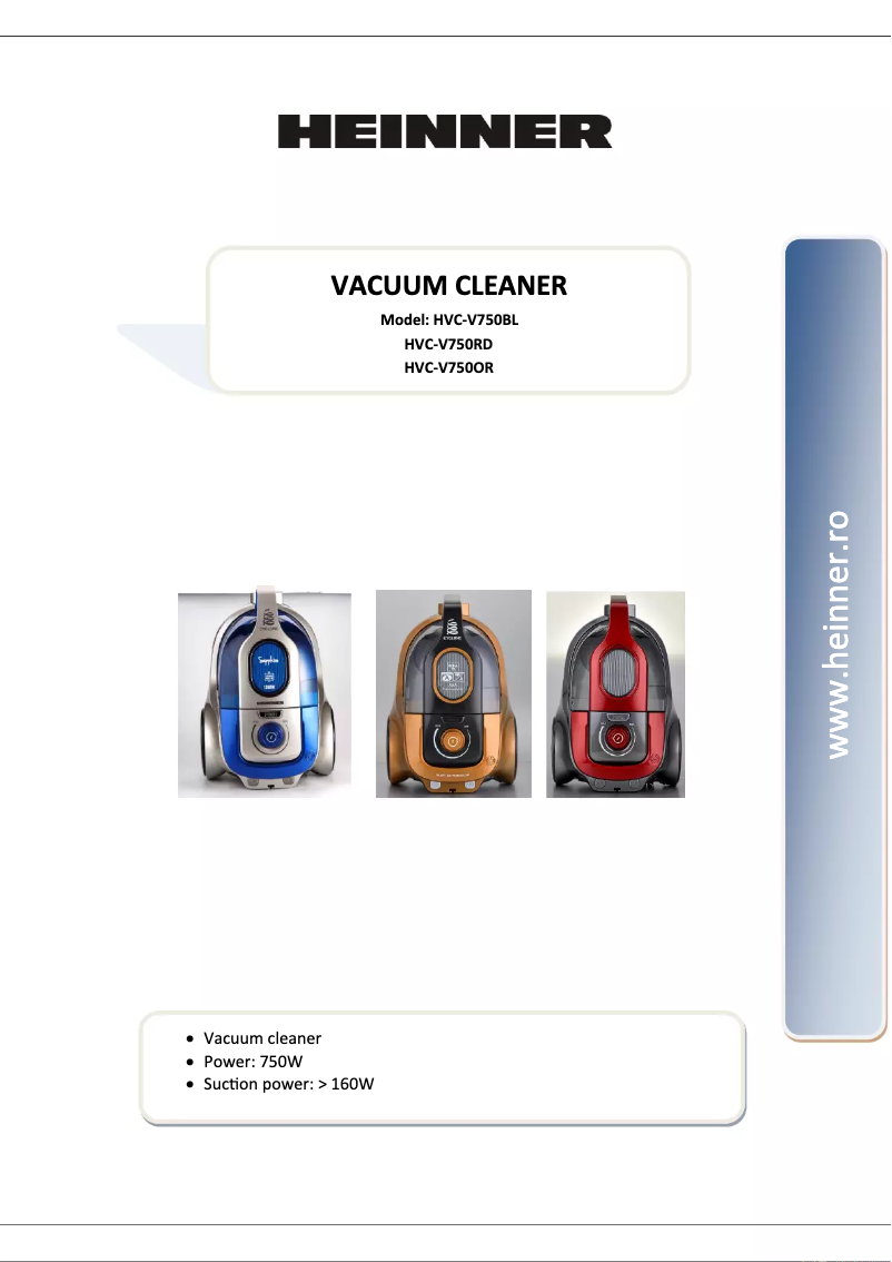 Página 1 del manual Manual de usuario Heinner HVC-V750BL