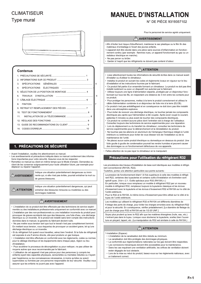 Imagen de la primera página del manual del dispositivo ASHG24KLCA