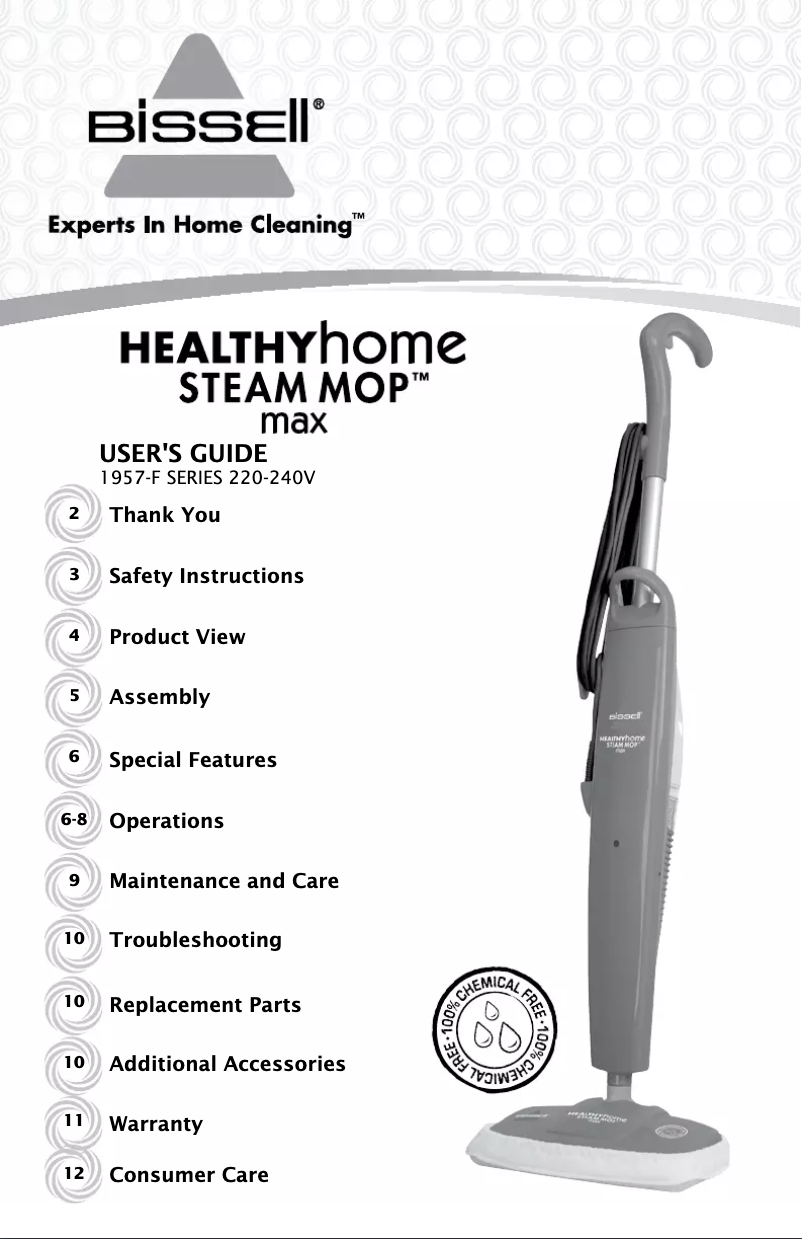 Página nº 1 - Manual de usuario Bissell Healthy Home Steam Mop Max 1957F