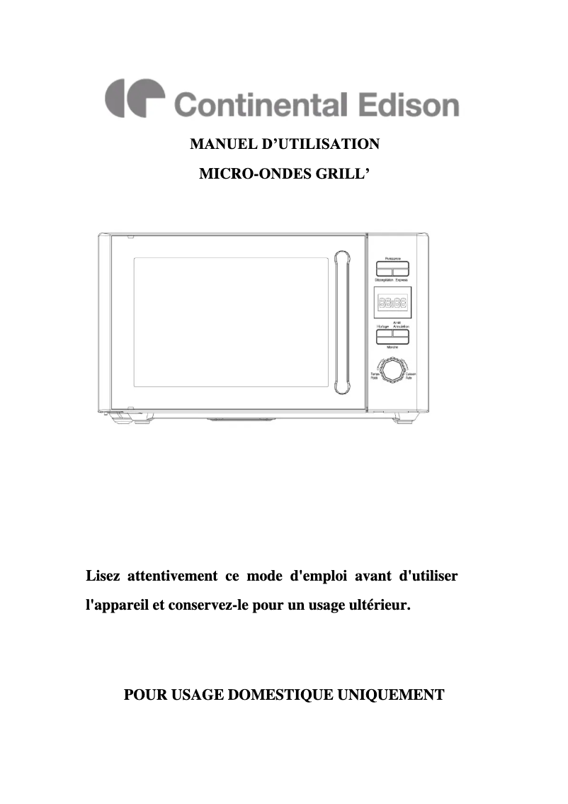 Imagen de la primera página del manual del dispositivo CE20UX08V