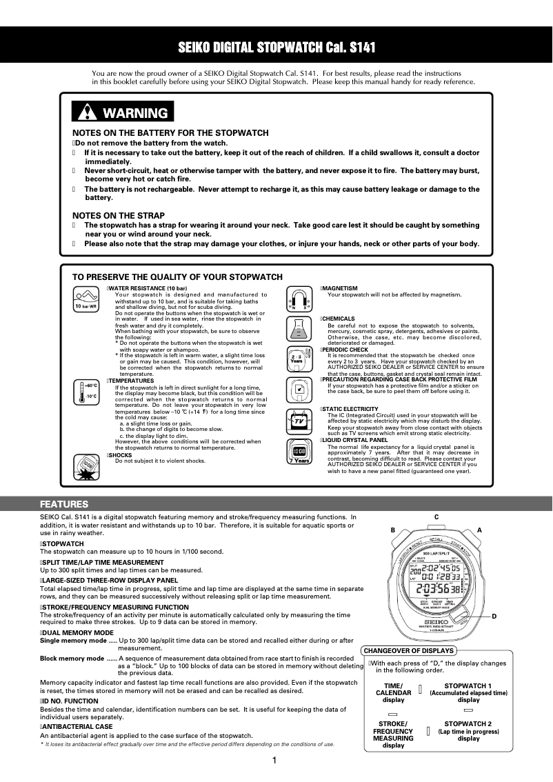 Página 1 del manual Manual de usuario Seiko S141