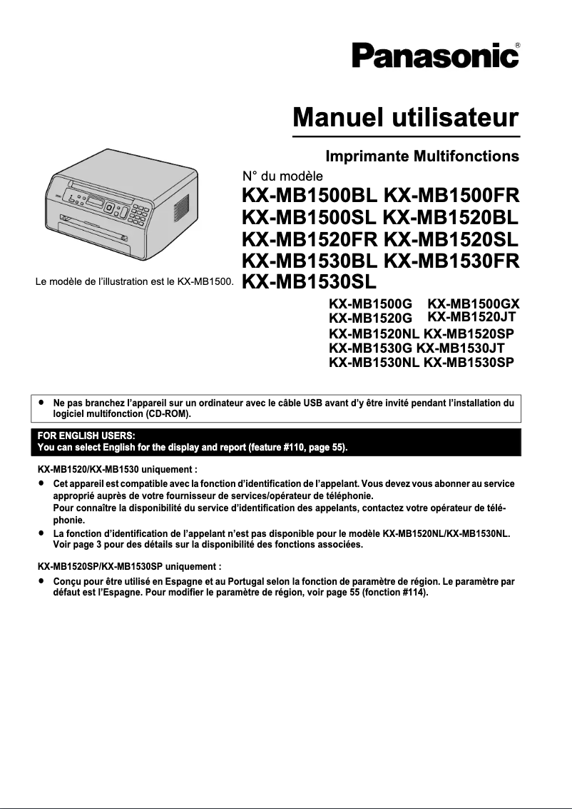 Página 1 del manual Manual de usuario Panasonic KX-MB1530SL