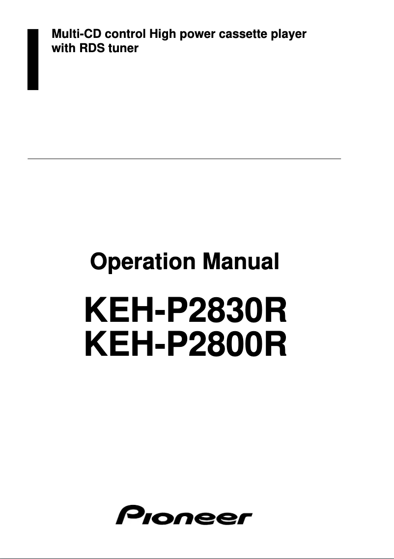 Página 1 del manual Manual de usuario Pioneer KEH-P2830R