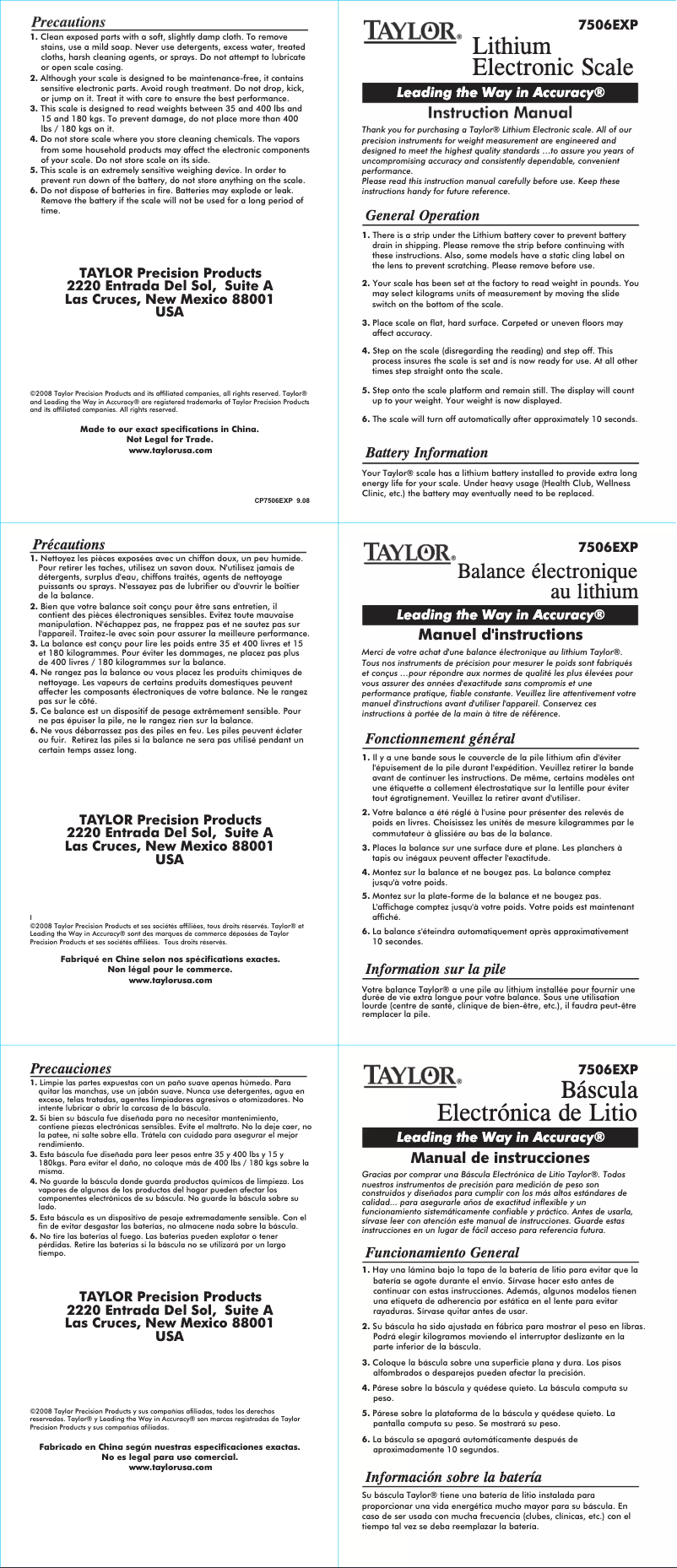 Página 1 del manual Manual de usuario Taylor 7506
