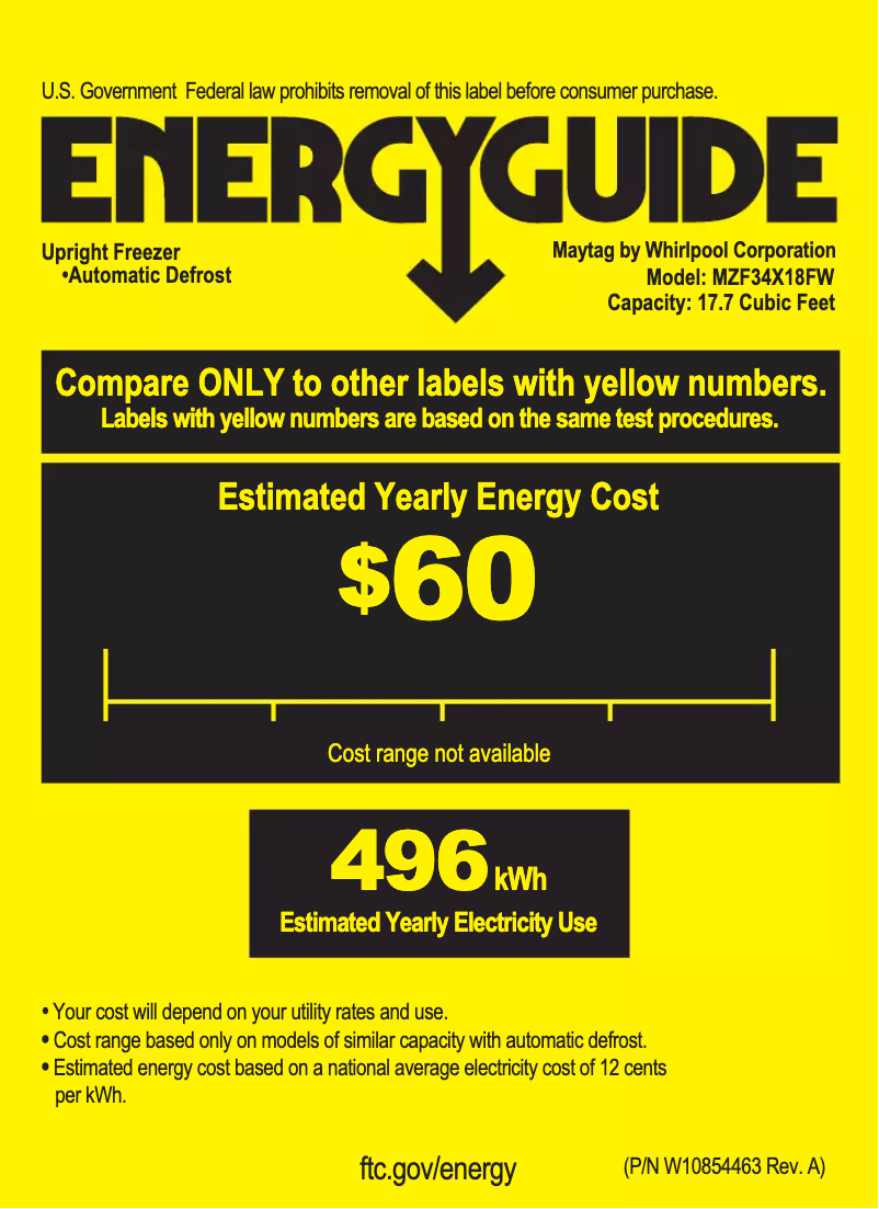 Página 1 del manual Etiqueta energética Maytag MZF34X18FW