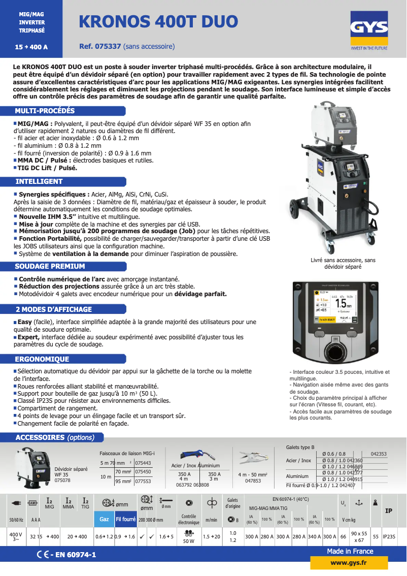 Imagen de la primera página del manual del dispositivo Kronos 400T DUO