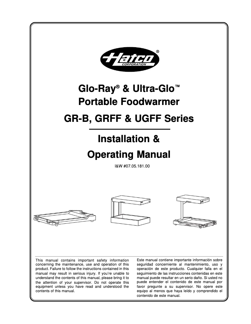 Imagen de la primera página del manual del dispositivo Ultra-Glo UGFFBL