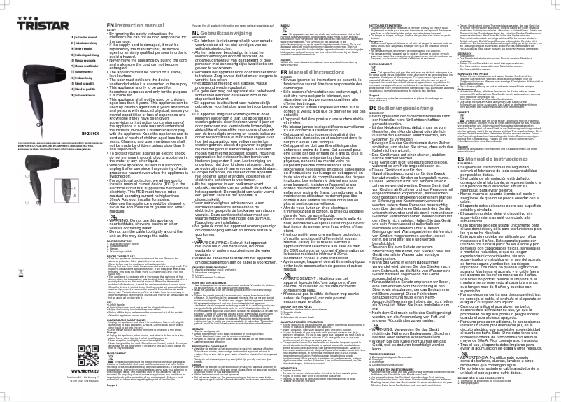 Imagen de la primera página del manual del dispositivo HD-2359CH