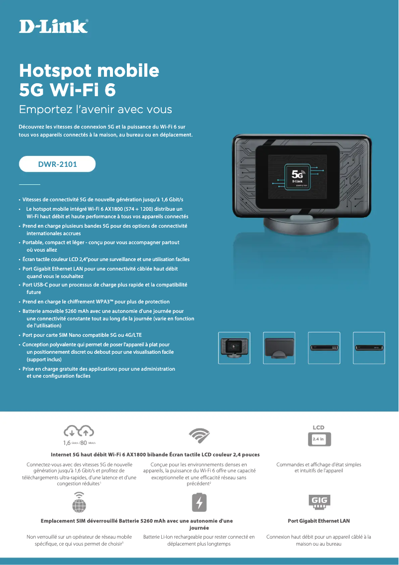 Página 1 del manual Ficha técnica D-Link DWR-2101