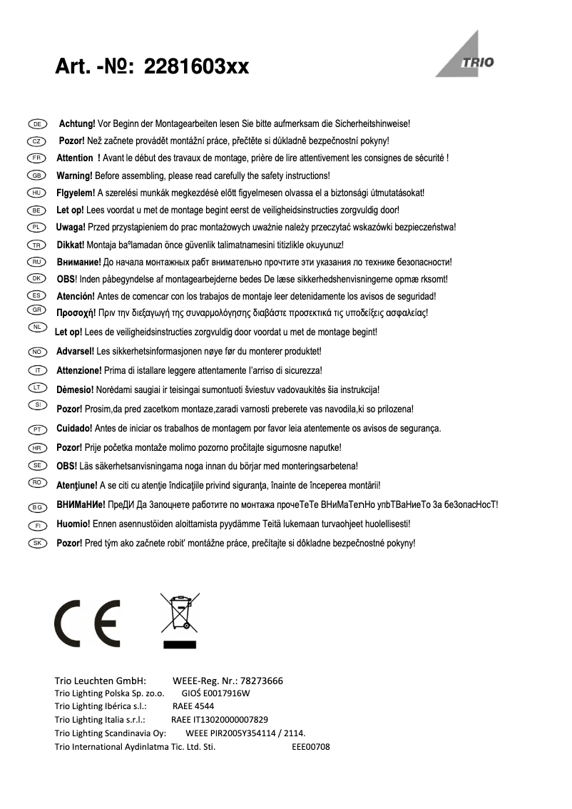 Página 1 del manual Manual de usuario Trio Lighting Spree 228160301