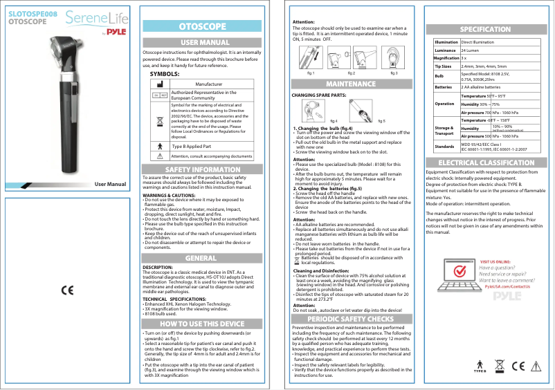 Página nº 1 - Manual de usuario SereneLife AZSLOTOSPE008