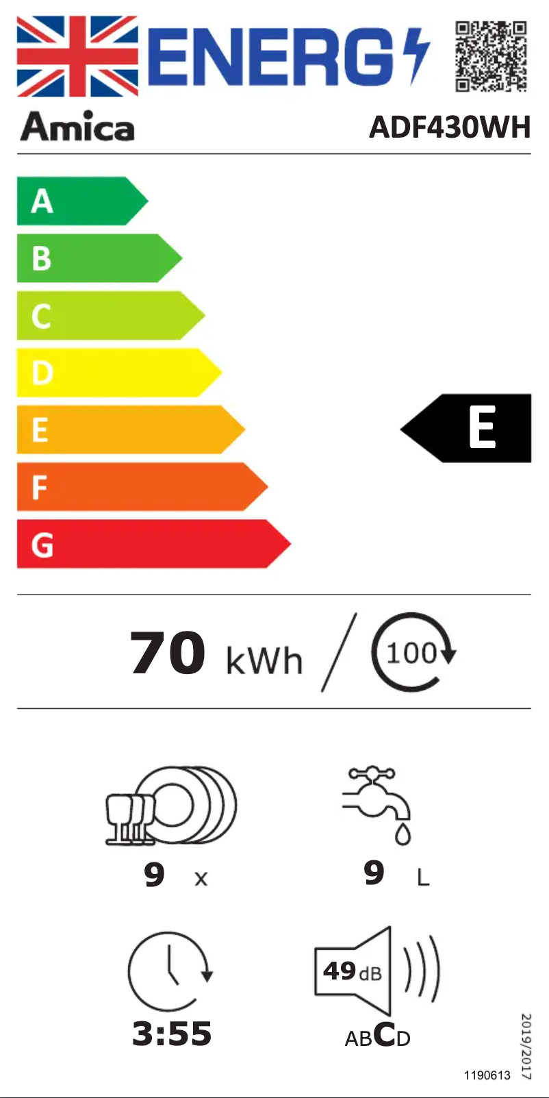 Página nº 1 - Etiqueta energética Amica ADF430WH