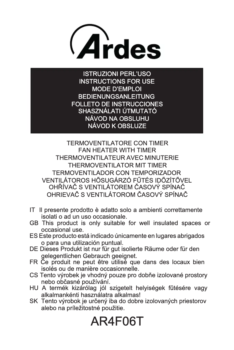 Imagen de la primera página del manual del dispositivo AR4F06T