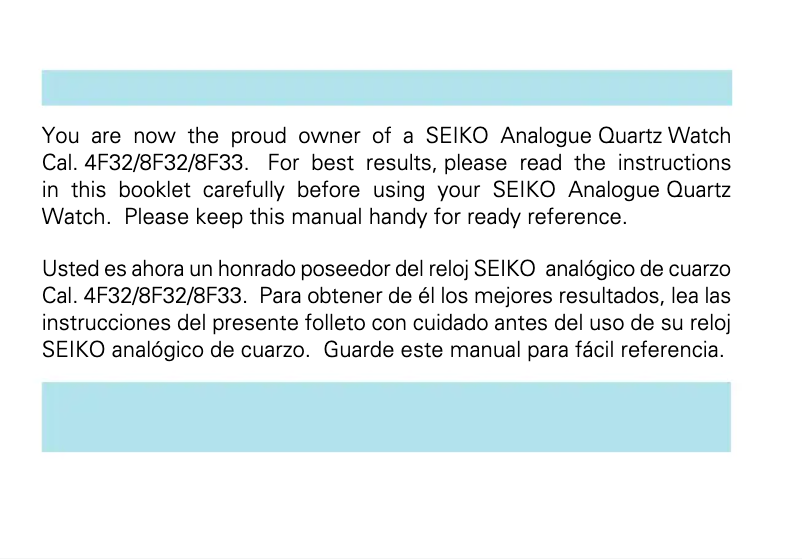 Página 1 del manual Manual de usuario Seiko 8F33