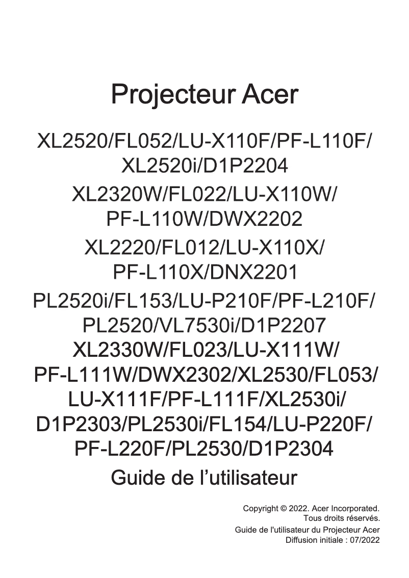 Imagen de la primera página del manual del dispositivo XL2530
