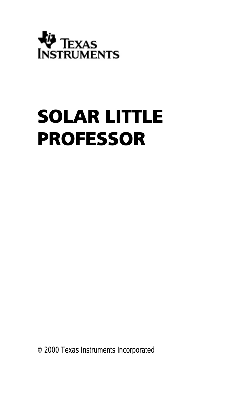 Imagen de la primera página del manual del dispositivo Solar Little Professor