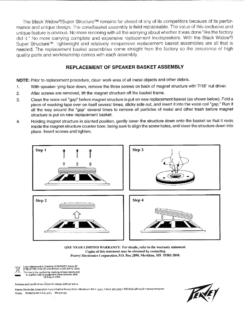 Página 1 del manual Manual de usuario Peavey S-12825 RB