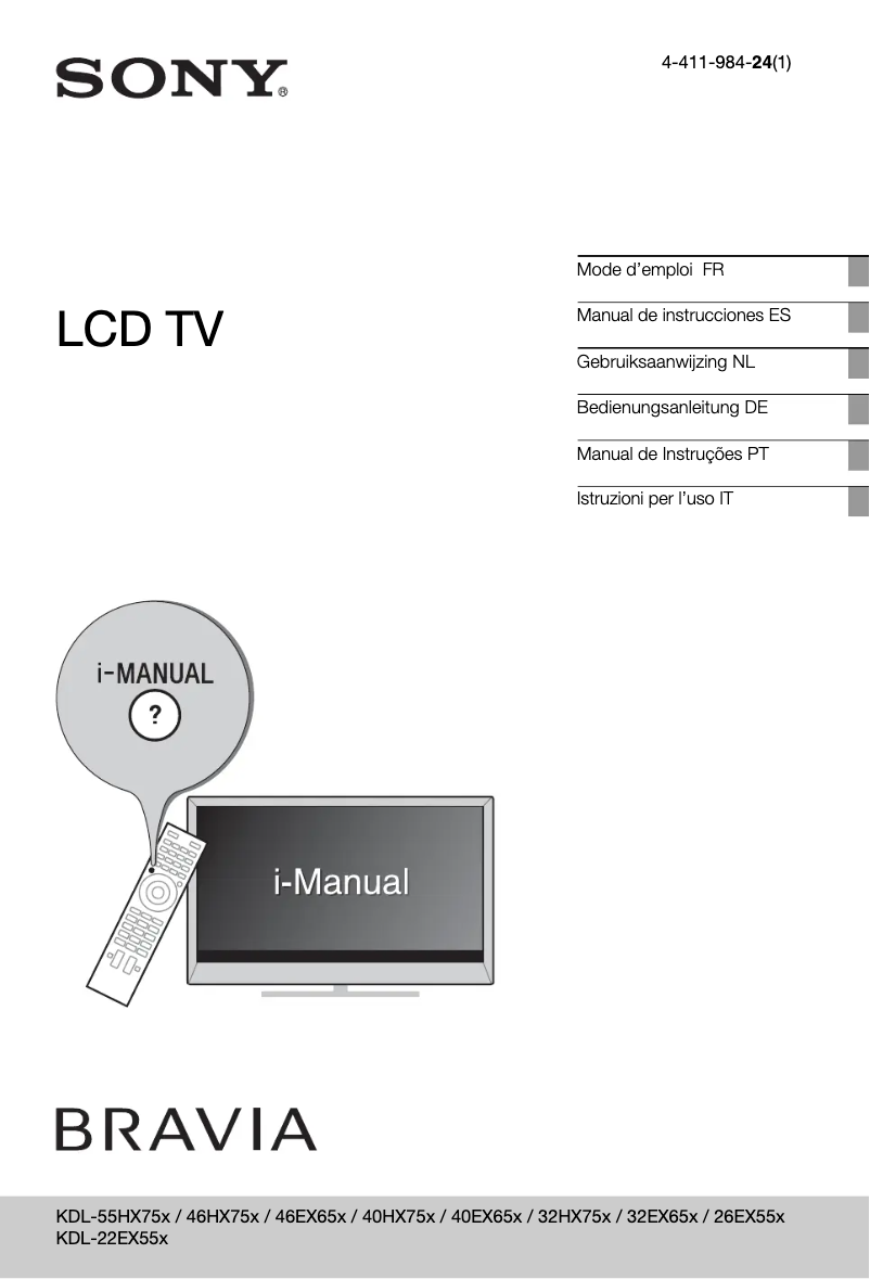 Imagen de la primera página del manual del dispositivo KDL-26EX553