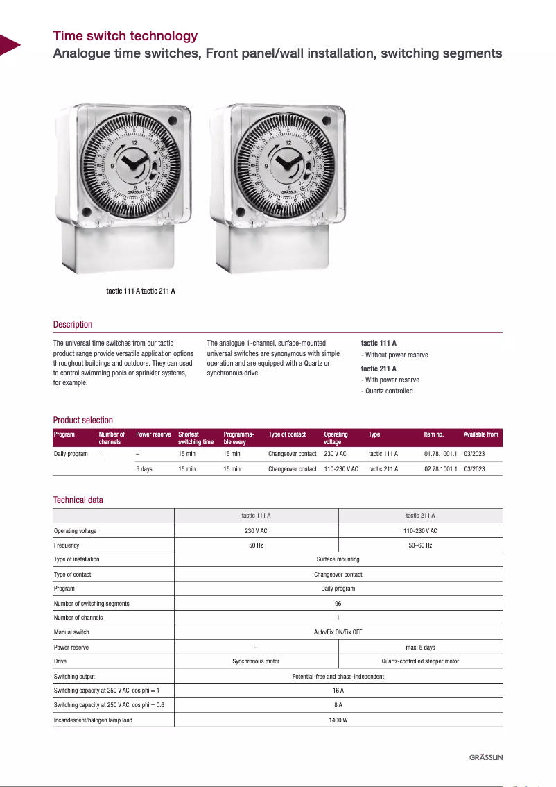 Imagen de la primera página del manual del dispositivo tactic 111 A