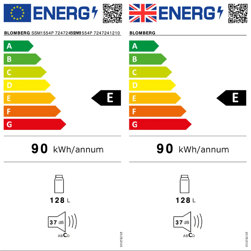 Página 1 del manual Etiqueta energética Blomberg SSM1554P