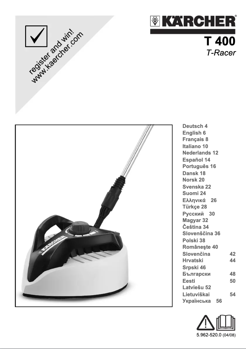 Imagen de la primera página del manual del dispositivo T-Racer 400