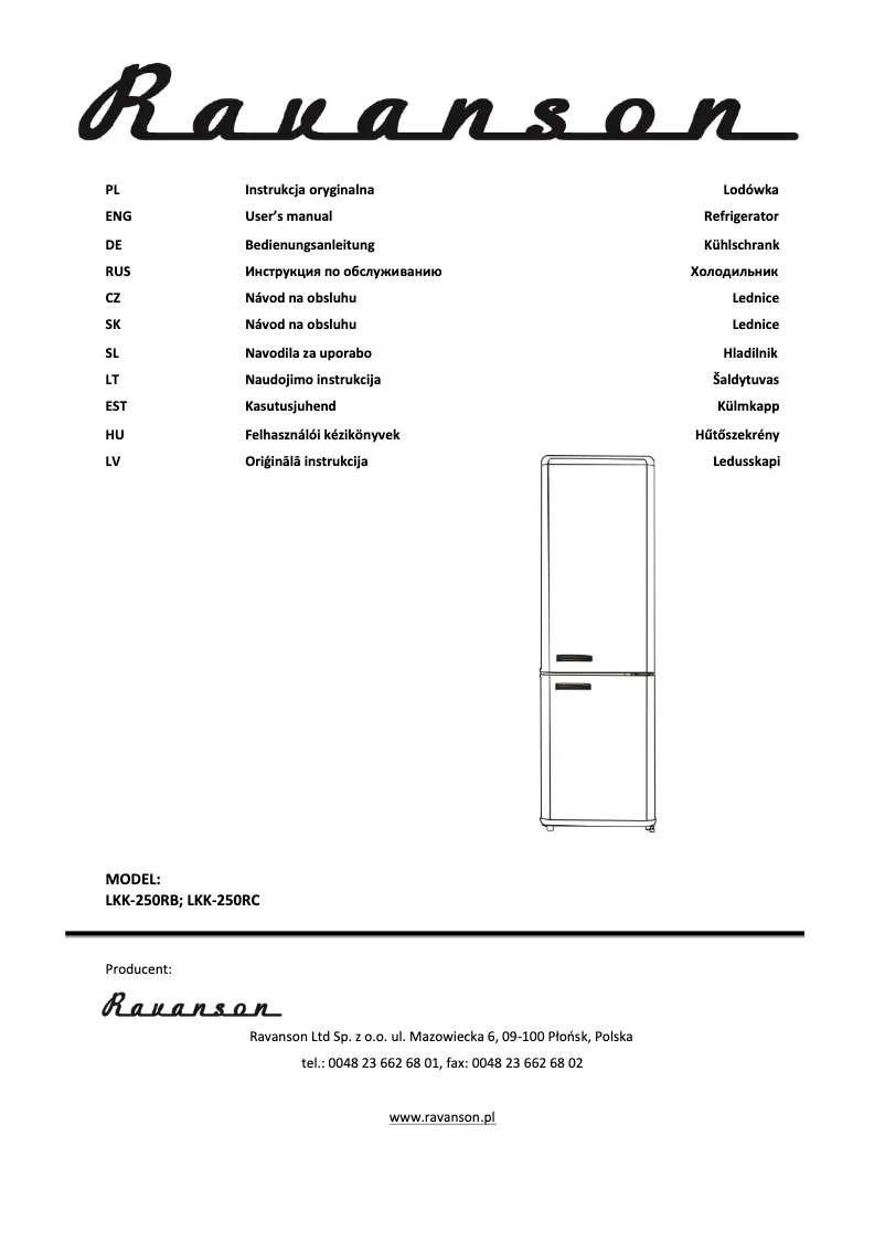Página 1 del manual Manual de usuario Ravanson LKK-250RC