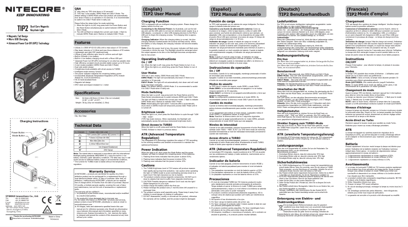 Página nº 1 - Manual de usuario Nitecore TIP2
