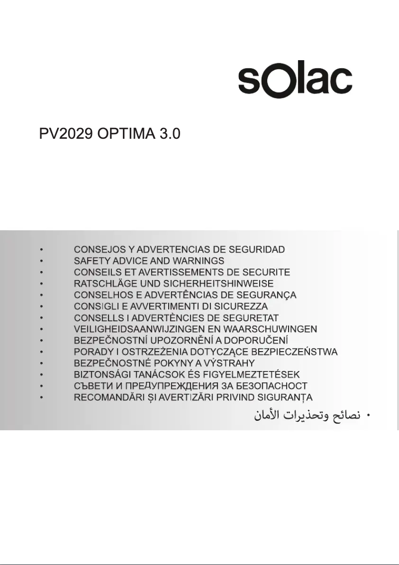 Página 1 del manual Instrucciones de seguridad Solac Optima Extrem Ceramic PV2028
