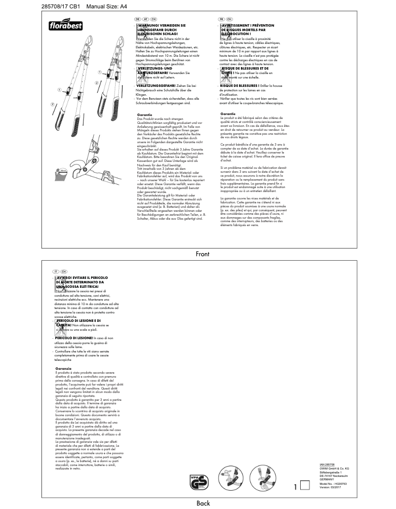 Página 1 del manual Manual de usuario Florabest IAN 285708