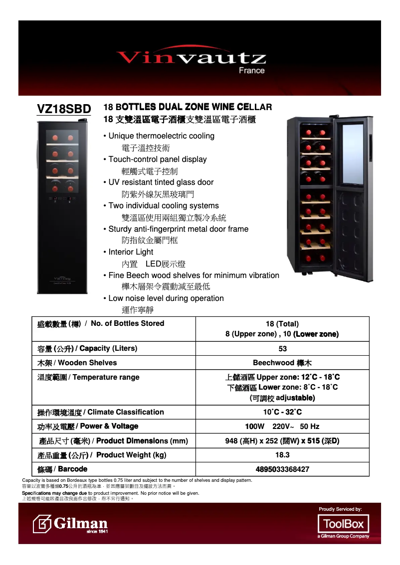 Imagen de la primera página del manual del dispositivo VZ18SBD