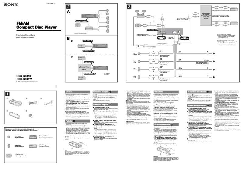 Página nº 1 - Guía de instalación Sony CDX-GT31W