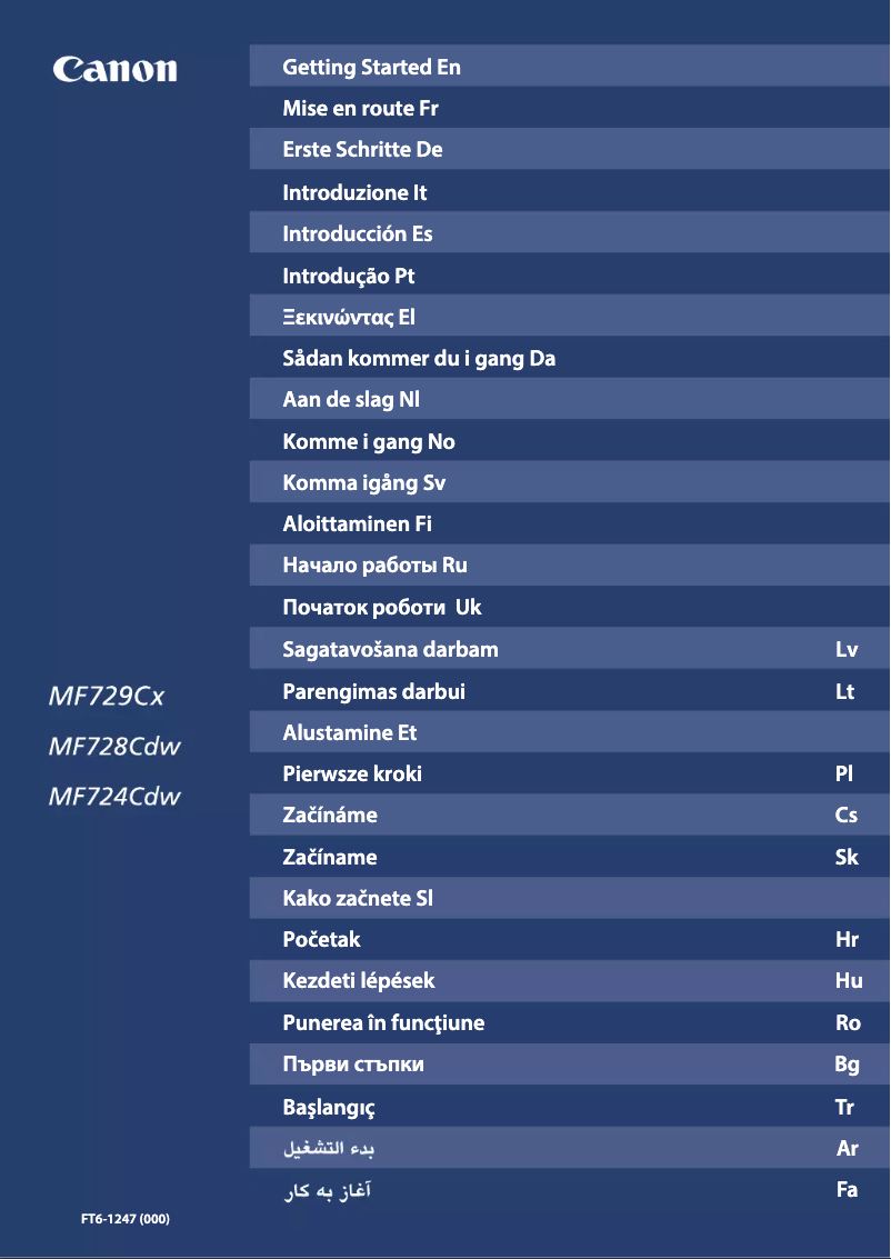 Imagen de la primera página del manual del dispositivo i-Sensys MF724Cdw