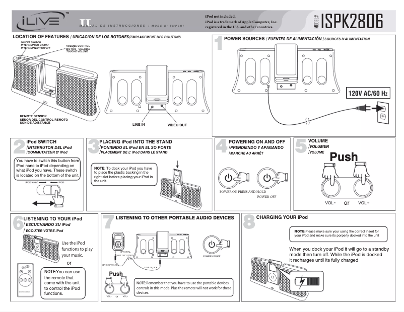 Página 1 del manual Manual de usuario iLive ISPK2806BLK