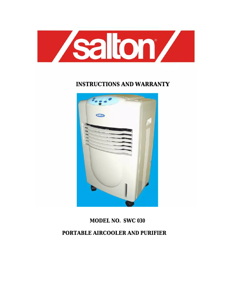 Página 1 del manual Manual de usuario Salton SWC 030