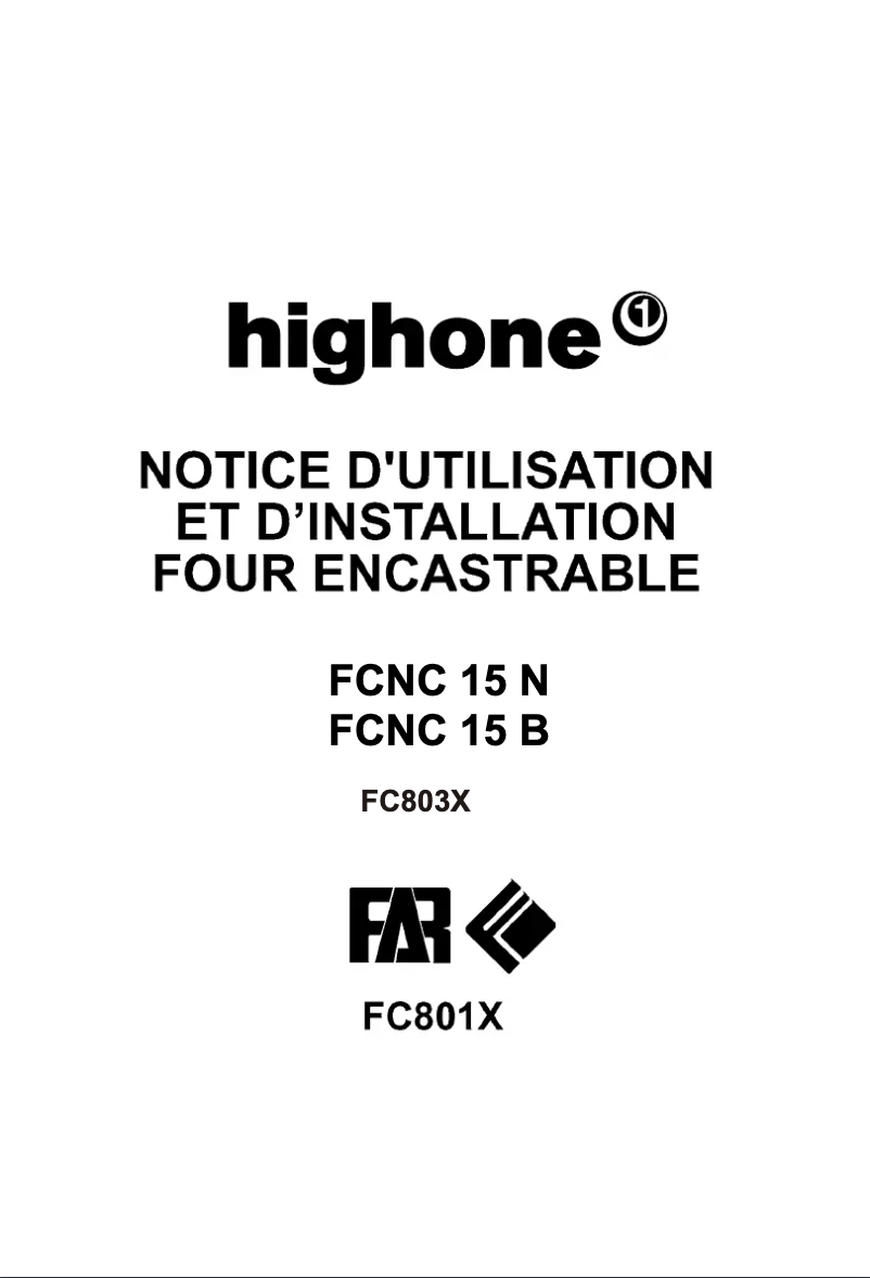 Página 1 del manual Manual de usuario High One FCNC 15 B